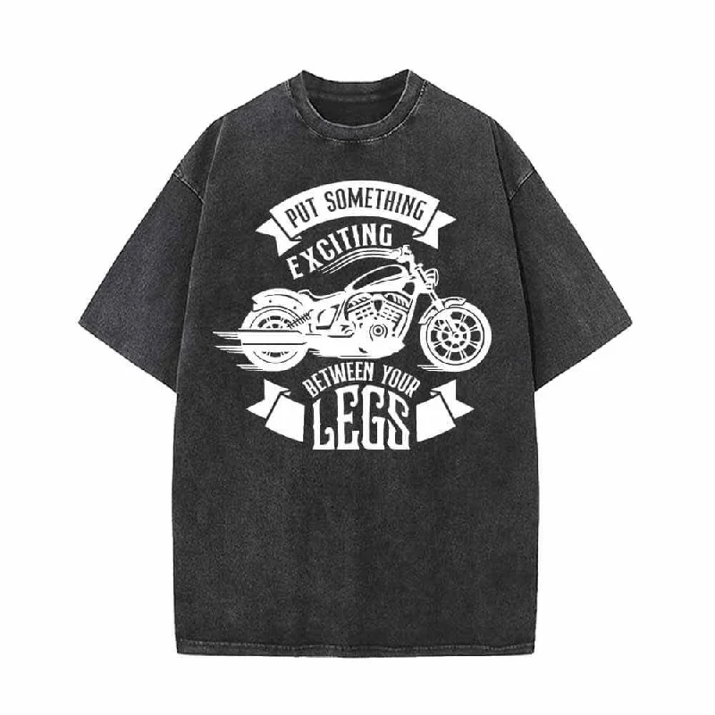Put Something Exciting Motorcycle Vintage Washed T-shirt-- Front Pockets Side Pockets Patch Pockets Put Something Exciting Motorcycle Vintage Washed T-shirt-- Front Pockets Side Pockets Patch Pockets