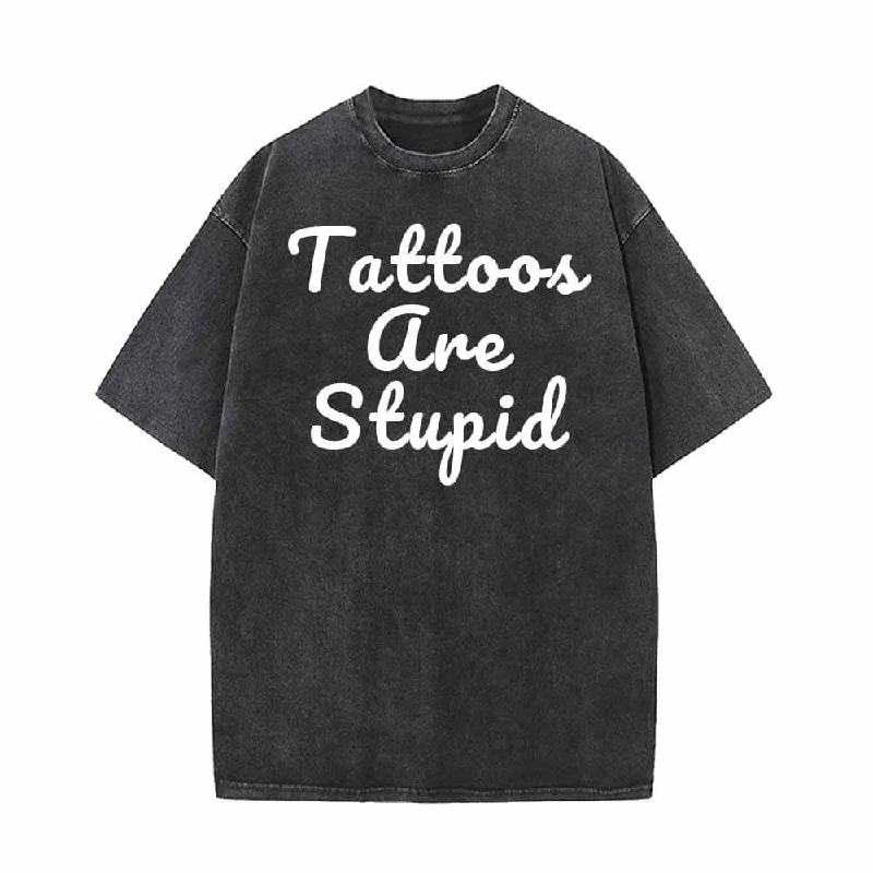 Tattoos Are Stupid Vintage Washed Cotton T-shirt-- Houndstooth Herringbone Solid