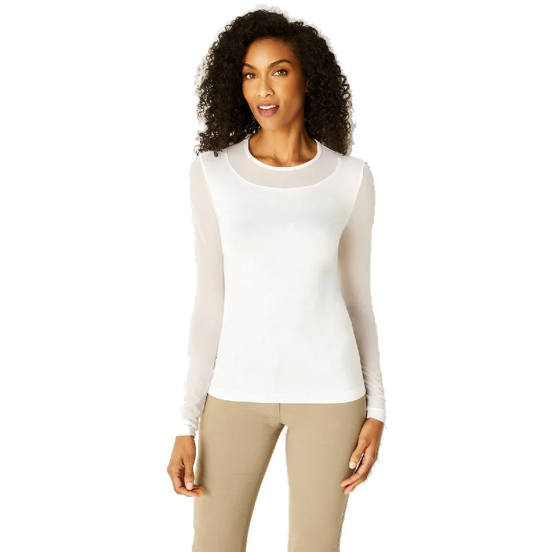 Anatomie Kim Mesh Sleeve Womens Shirt-- Chenille Brocade Lace