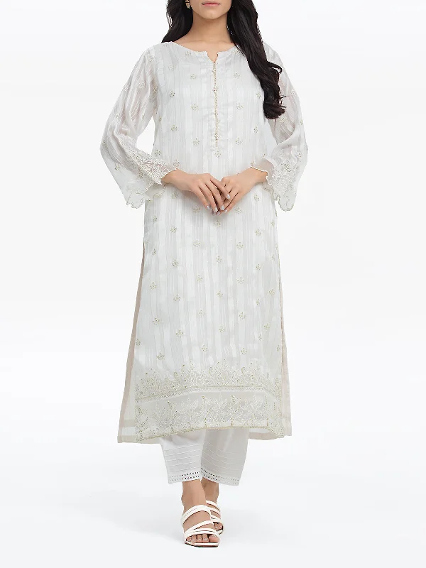 Pret 1Pc Embroidered Chiffon Shirt - EWTPLE24-00012S-- Welt Pockets Slit Pockets