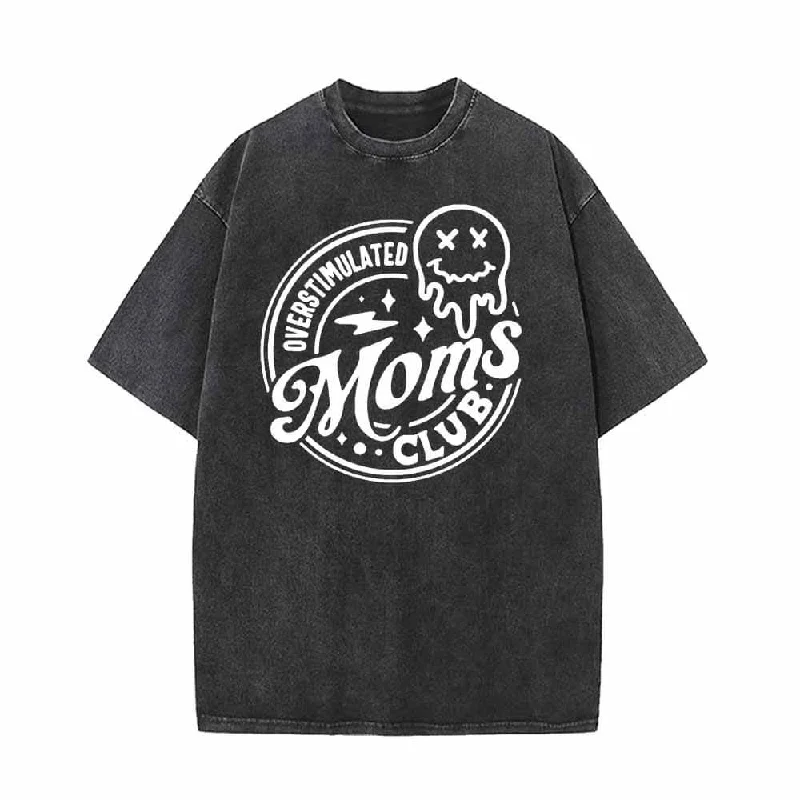 Overstimulated Moms Club Ghost Vintage Washed T-shirt-- Chenille Blend Fleece Blend Nylon Blend Overstimulated Moms Club Ghost Vintage Washed T-shirt-- Chenille Blend Fleece Blend Nylon Blend