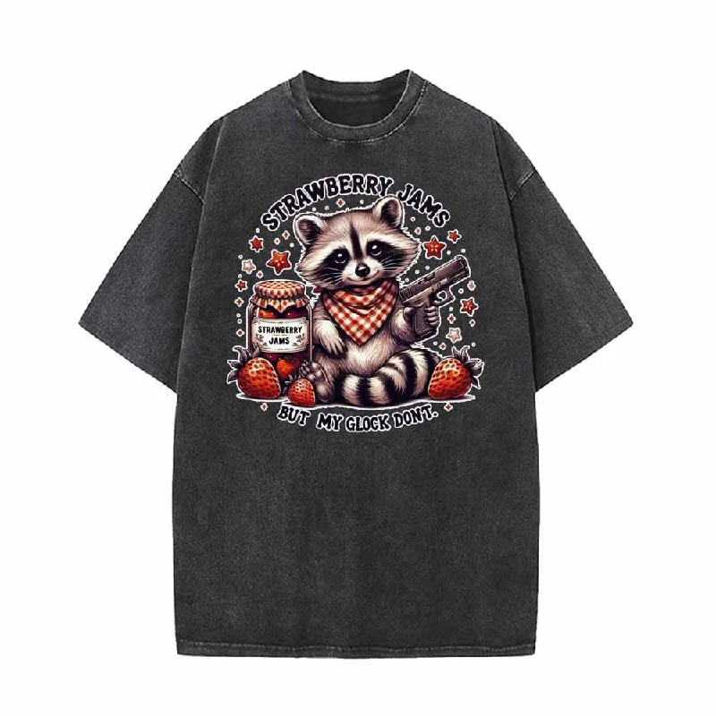 Strawberry Jams But My Clock Don’t Vintage Washed T-shirt-- Chenille Blend Fleece Blend Nylon Blend Strawberry Jams But My Clock Don’t Vintage Washed T-shirt-- Chenille Blend Fleece Blend Nylon Blend