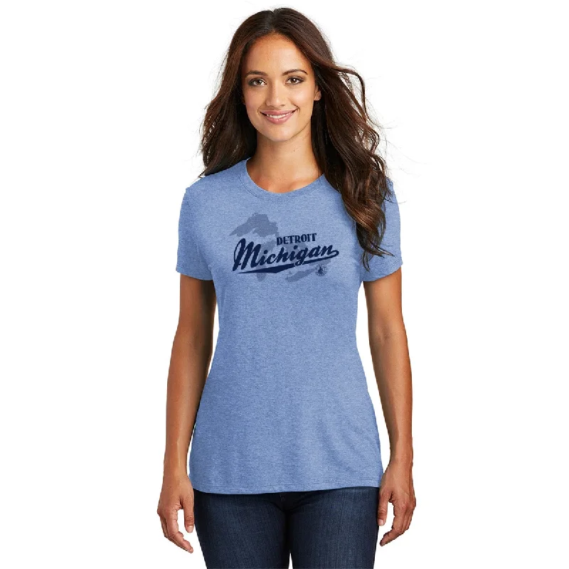 Made in Detroit Great Lakes Womens T-Shirt-- Mesh Canvas Denim