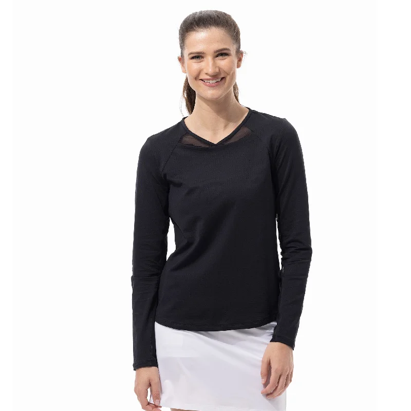 SanSoleil SolTek Solid Active Diamond Neck Womens Long Sleeve Sun Shirt-- Houndstooth Herringbone Solid SanSoleil SolTek Solid Active Diamond Neck Womens Long Sleeve Sun Shirt-- Houndstooth Herringbone Solid