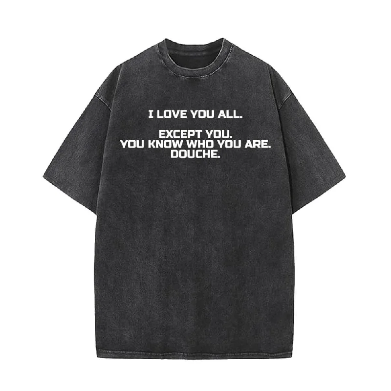 I Love You All Vintage Washed T-shirt-- Embroidered Appliqued Beaded