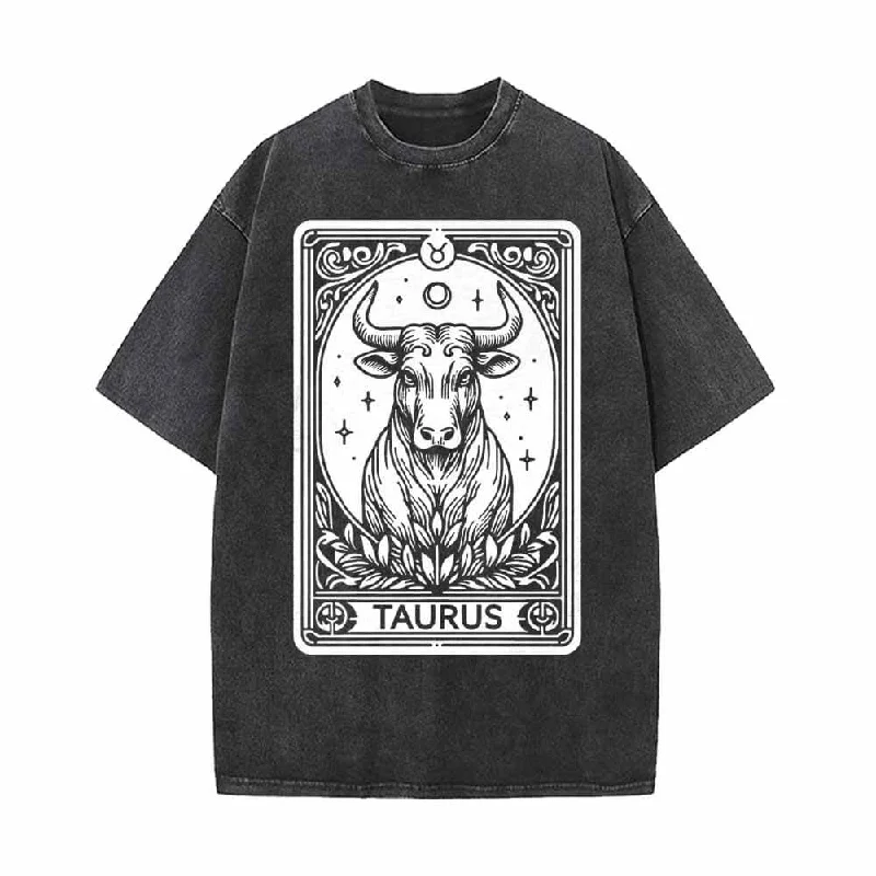 Taurus Tarot Card Horoscope Vintage Washed T-shirt-- Modern Contemporary Chic