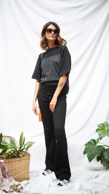 Block Woven T-shirt - Dark Gray and Black-- Cotton Fabric Linen Fabric Terry Fabric