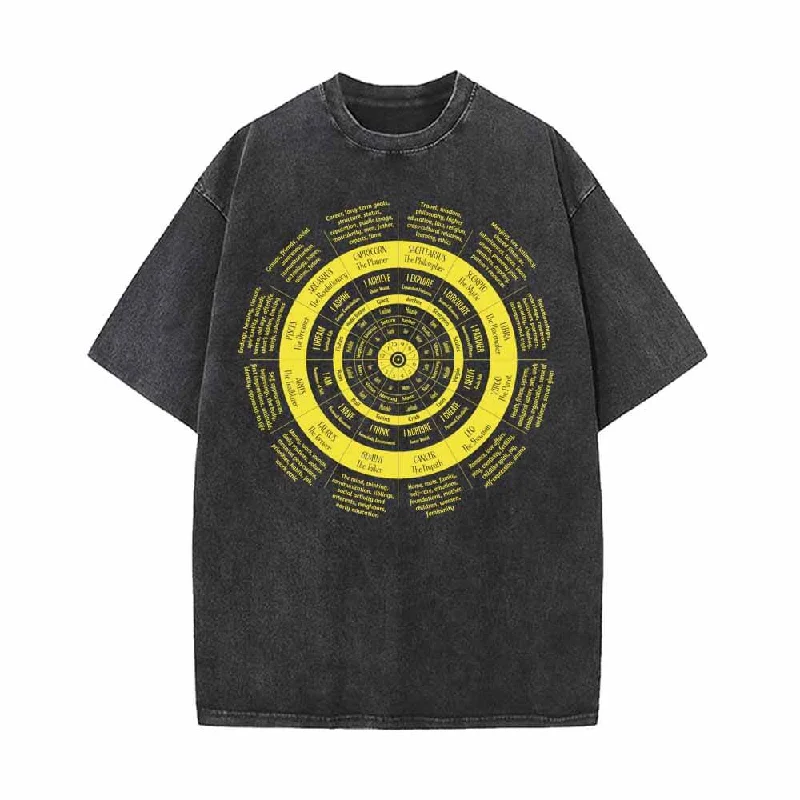 Astrology Houses And Meanings Vintage Washed T-shirt-- Spandex Blend Rayon Blend Denim Blend Astrology Houses And Meanings Vintage Washed T-shirt-- Spandex Blend Rayon Blend Denim Blend