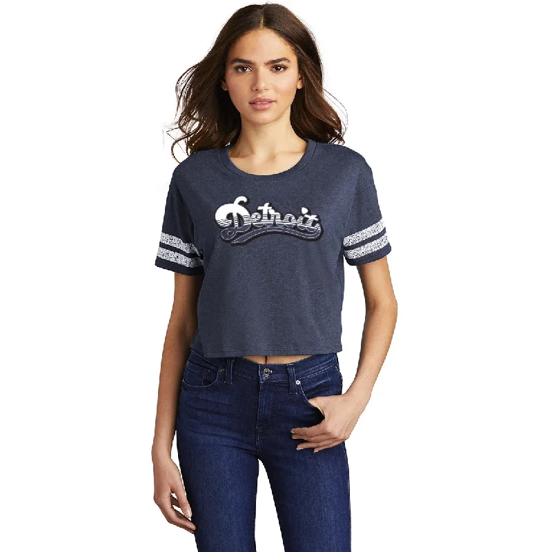 Made in Detroit Cheers to Detroit Womens T-Shirt-- Solid Color Striped Floral