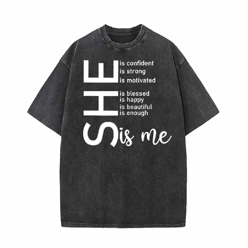 She Is Me Virtue Vintage Washed T-shirt-- Hooded Caped Shawl Collar