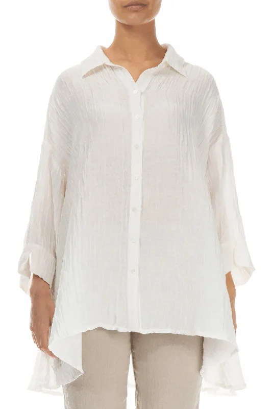 Loose Crinkled Off White Silk Linen Shirt-- Nylon Fabric Polyester Fabric Spandex Fabric Loose Crinkled Off White Silk Linen Shirt-- Nylon Fabric Polyester Fabric Spandex Fabric