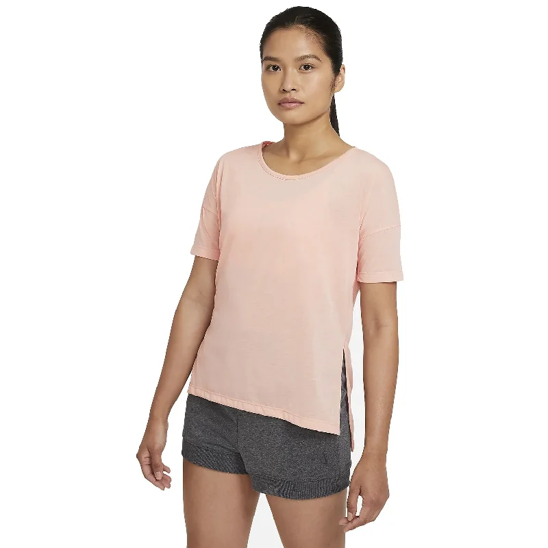 Nike Yoga Womens Short Sleeve Shirt-- Mesh Fabric Canvas Fabric Denim Fabric