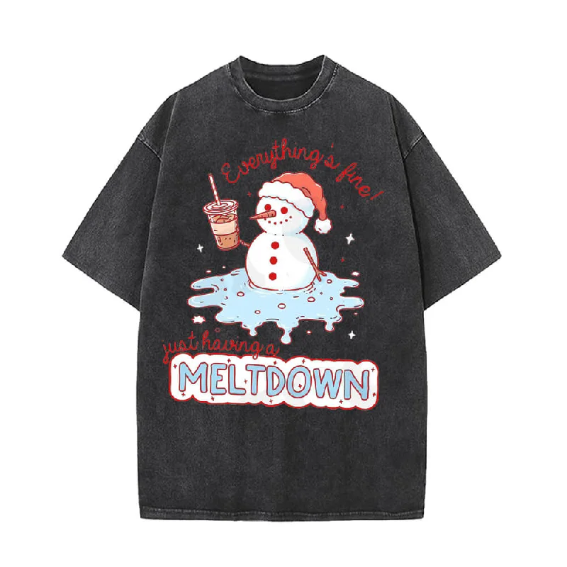 Just Having A Meltdown Snowman Vintage Washed T-shirt-- Houndstooth Herringbone Solid Just Having A Meltdown Snowman Vintage Washed T-shirt-- Houndstooth Herringbone Solid