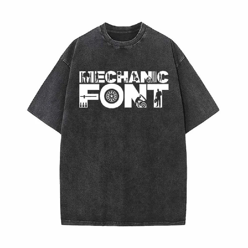 Mechanic Font Wrench Vintage Washed T-shirt-- Rayon Fabric Velvet Fabric Corduroy Fabric Mechanic Font Wrench Vintage Washed T-shirt-- Rayon Fabric Velvet Fabric Corduroy Fabric