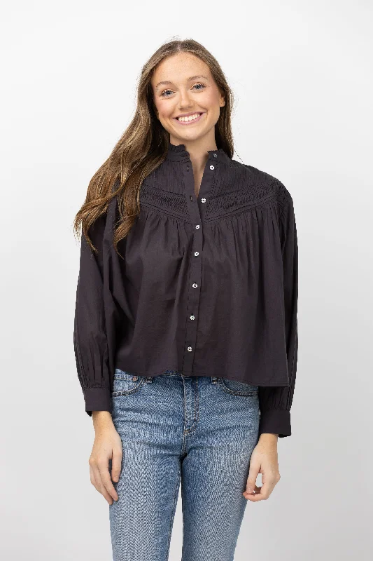 Xirena Clara Shirt in Obsidian-- Fleece Fabric Down Fabric Feather Fabric