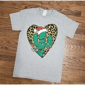 Christmas cactus with leopard heart t-shirt-- Satin Fabric Silk Fabric Chiffon Fabric Christmas cactus with leopard heart t-shirt-- Satin Fabric Silk Fabric Chiffon Fabric