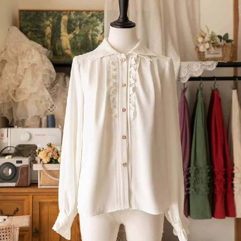 Vintage Court Style Elegant Shirt-- Hooded Caped Shawl Collar