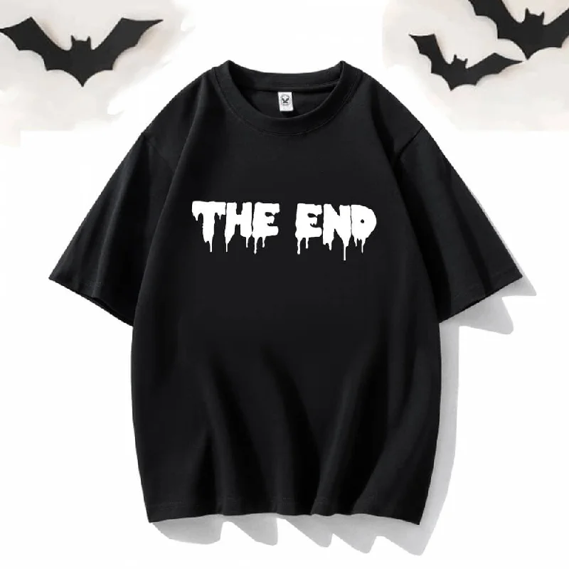 The End Print Crew Neck Short Sleeve T-shirt-- Layered Multi-layer Single Layer