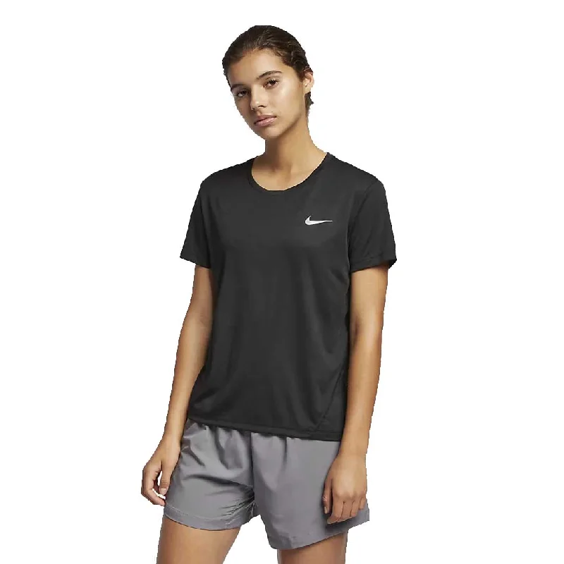 Nike Miler Womens Short Sleeve Running Shirt-- Nylon Fabric Polyester Fabric Spandex Fabric Nike Miler Womens Short Sleeve Running Shirt-- Nylon Fabric Polyester Fabric Spandex Fabric