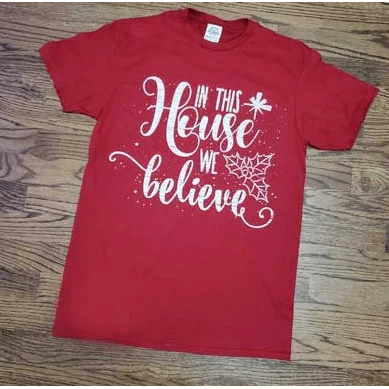 In this house we believe t-shirt-- Faux Fur Fabric Real Fur Fabric Shearling Fabric