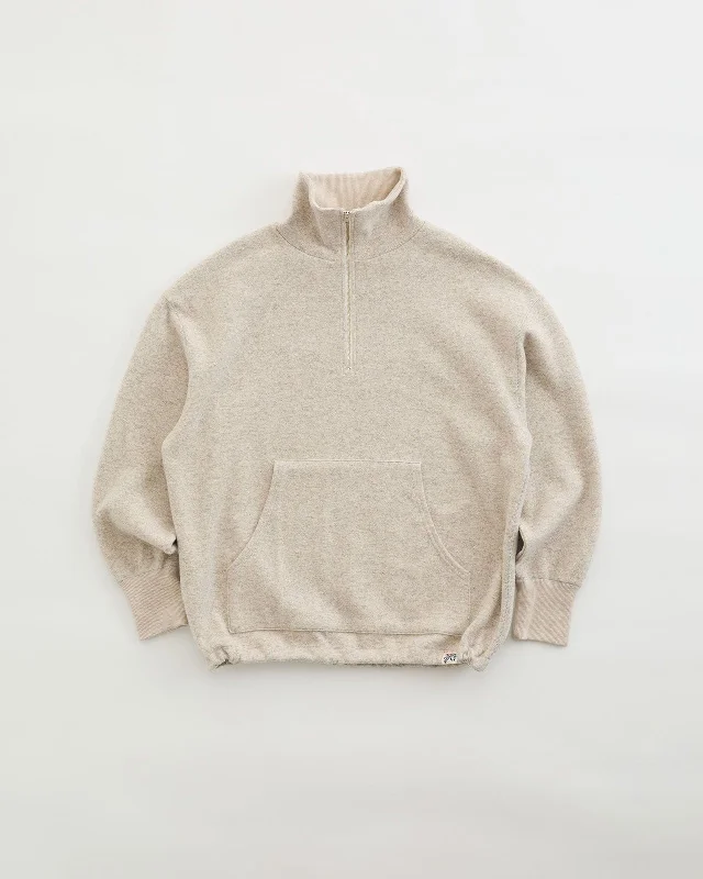 HALF ZIP SWEAT SHIRT-- Asymmetrical Pockets Print