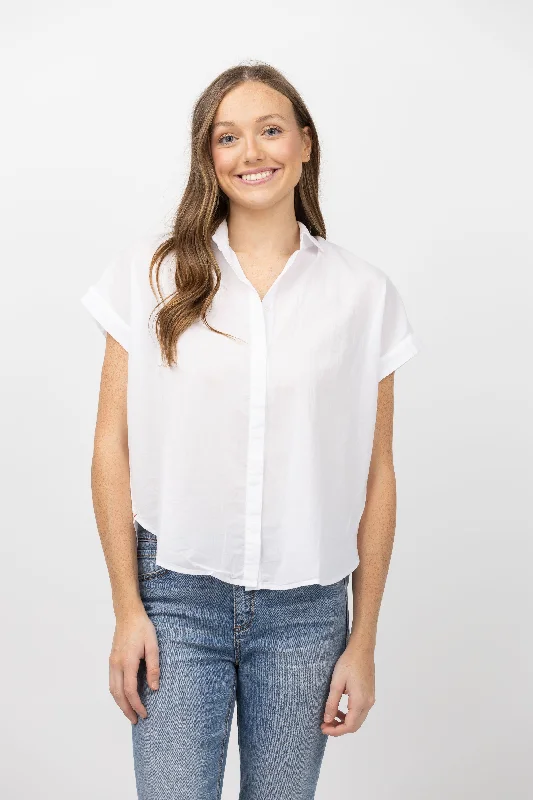 Xirena Homer Shirt in White-- Print Jacquard Patchwork