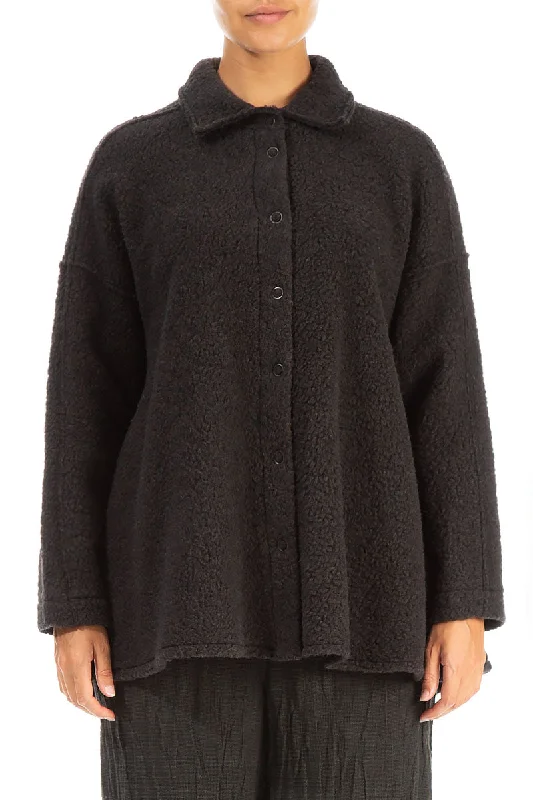 Dark Chocolate Plush Wool Cotton Shirt-- Wool Fabric Cashmere Fabric Tweed Fabric