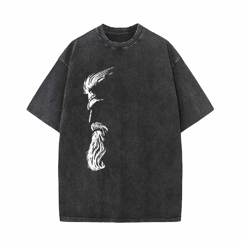Bearded Odin Facial Contour Vintage Washed T-shirt-- Chenille Fabric Brocade Fabric Lace Fabric Bearded Odin Facial Contour Vintage Washed T-shirt-- Chenille Fabric Brocade Fabric Lace Fabric