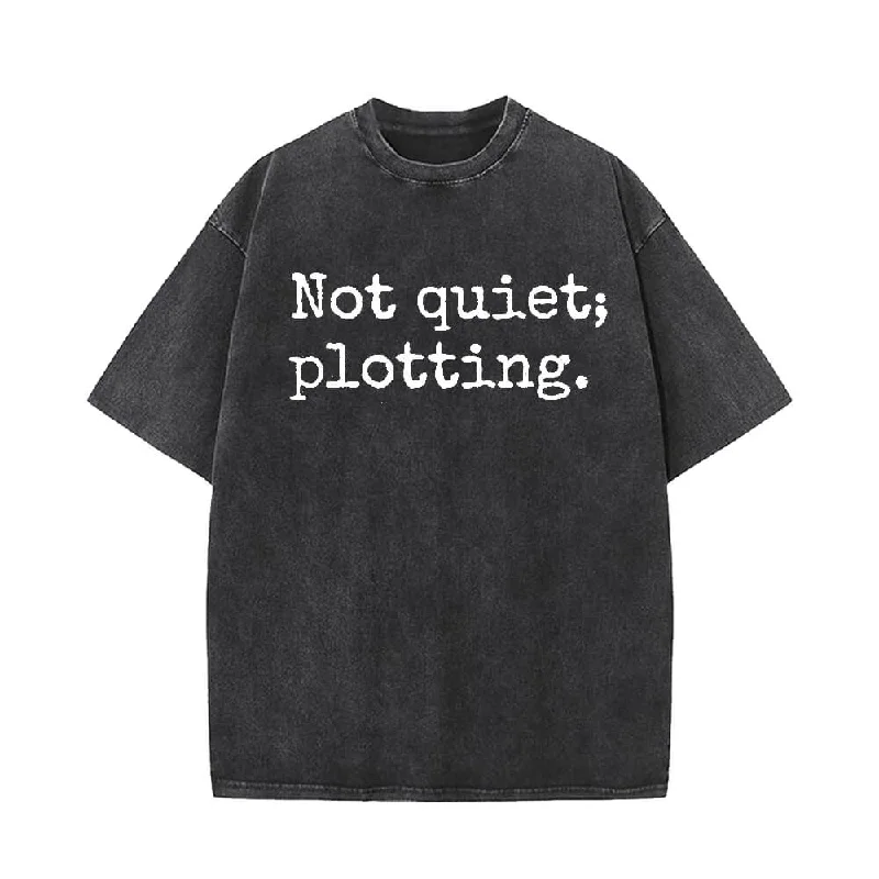 Vintage Washed Not Quiet Plotting Short Sleeve T-shirt-- V-Neck T-Shirt Long Sleeve Cotton Vintage Washed Not Quiet Plotting Short Sleeve T-shirt-- V-Neck T-Shirt Long Sleeve Cotton