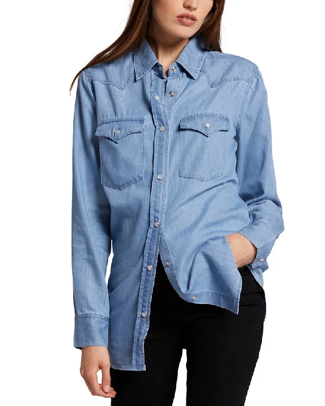 Current/Elliott The Treasure Shirt-- Welt Pockets Slit Pockets Flap Pockets
