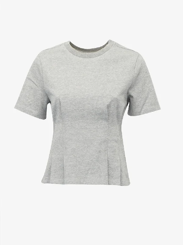 Berenice - T-shirt corta aderente con scollo rotondo-- Embroidered Appliqued Beaded