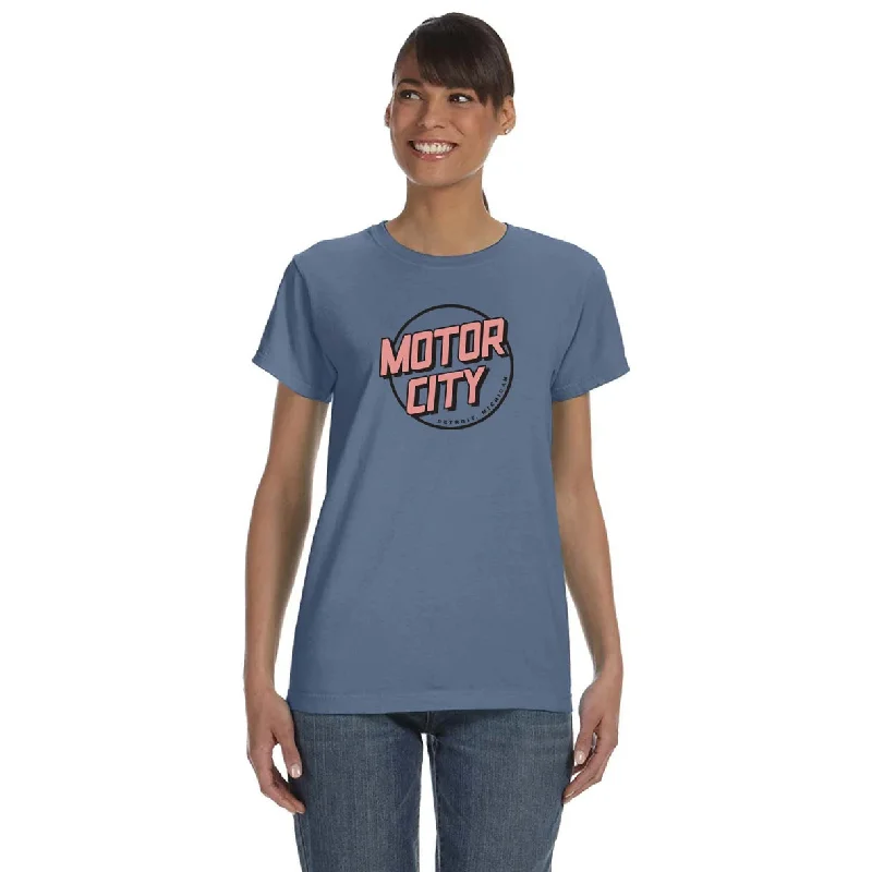 Made in Detroit Motor City Womens T-Shirt-- Ribbed Striped Patterned