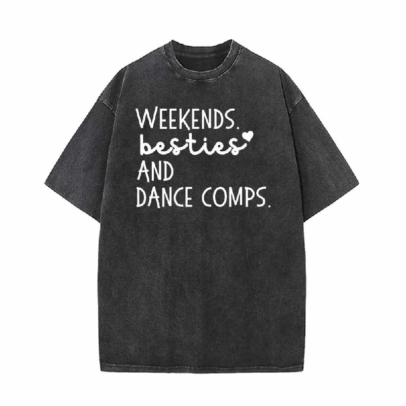 Weekends Besties And Dance Comps Vintage Washed T-shirt-- Real Fur Shearling Chenille Weekends Besties And Dance Comps Vintage Washed T-shirt-- Real Fur Shearling Chenille