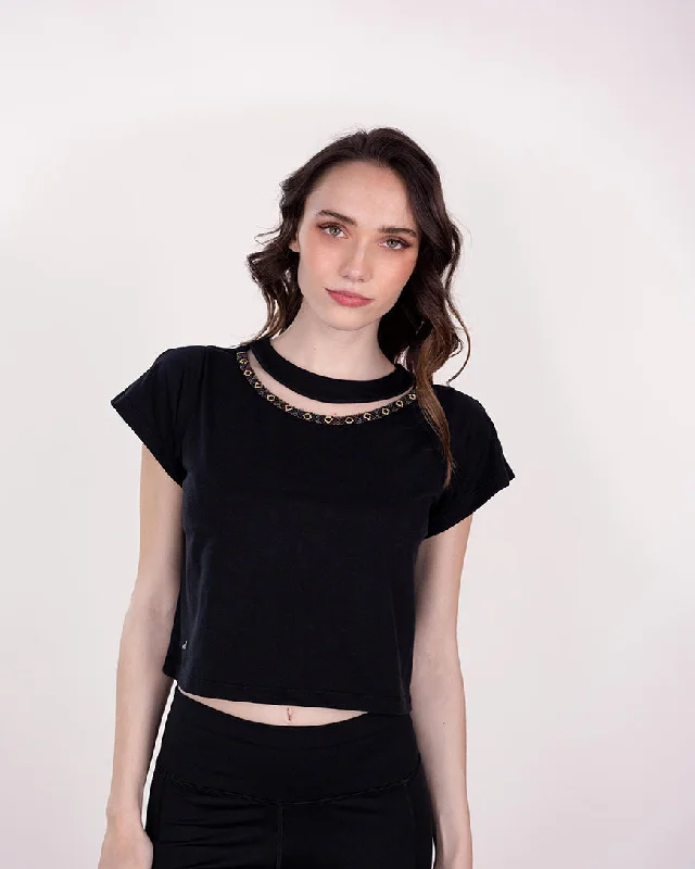 Black Nepono T-shirt-- Rayon Fabric Velvet Fabric Corduroy Fabric