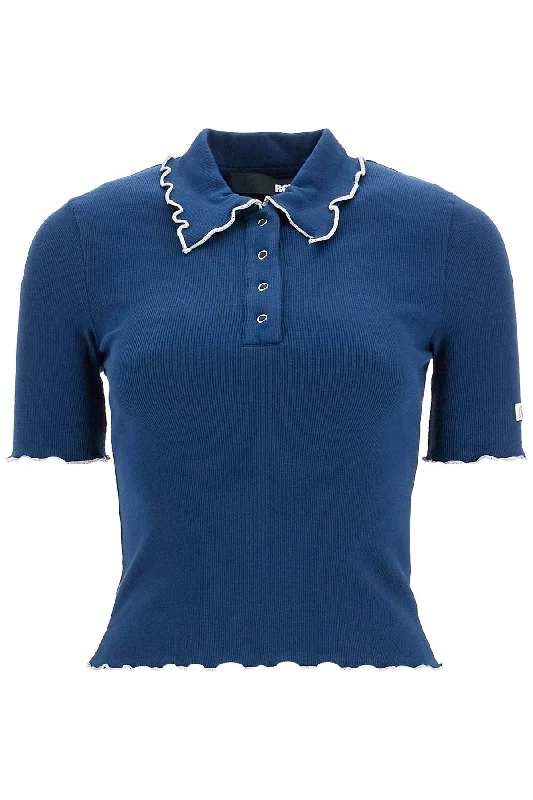 Rotate Women's Fitted Polo Shirt With Contrasting Hems-- Boxy Fit Fitted Loose