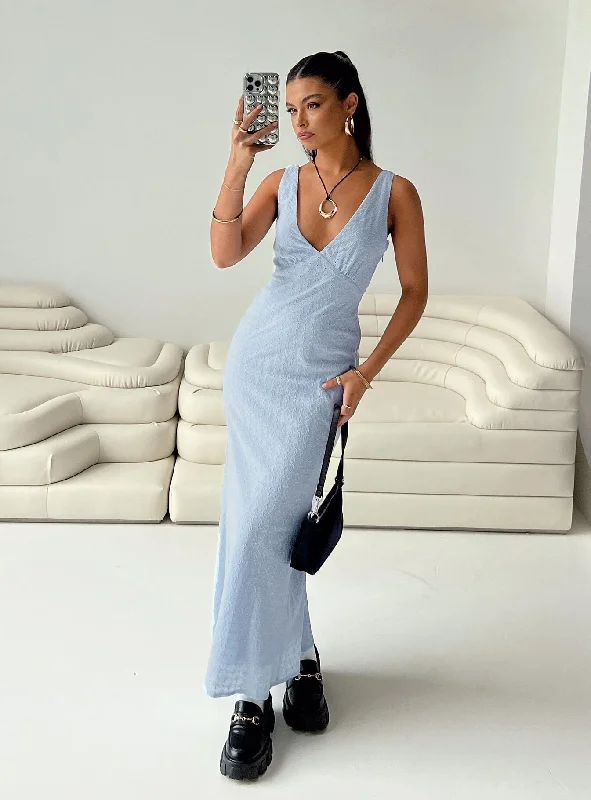 Nellie Anglaise Maxi Dress Blue Tunics Designer luxury