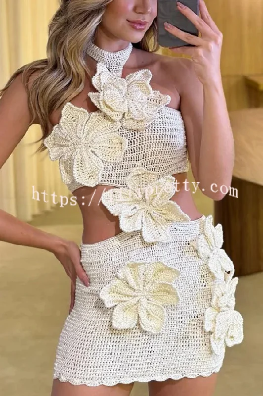 Mermaid Song Crochet Knit Three Dimensional Halterneck Cutout Stretch Mini Dress Chic Pleated Mini Dress Mermaid Song Crochet Knit Three Dimensional Halterneck Cutout Stretch Mini Dress Chic Pleated Mini Dress