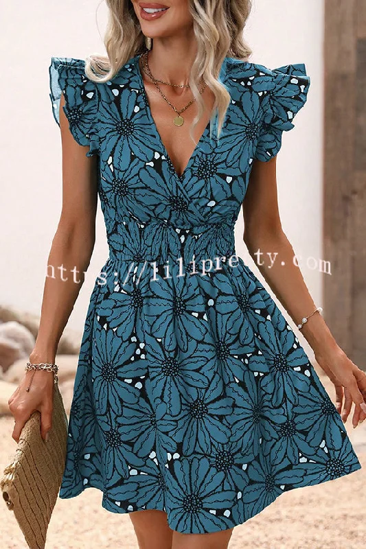 Wonderful Weekend Floral Print Ruffle Sleeve Elastic Waist Mini Dress Cozy A-Line Mini Dress Wonderful Weekend Floral Print Ruffle Sleeve Elastic Waist Mini Dress Cozy A-Line Mini Dress