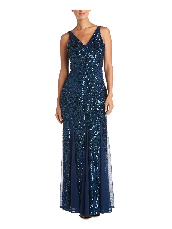Plus Womens Sequined Empire Evening Dress Tunics Summer linen