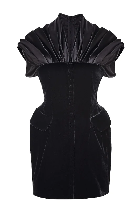 Velvet Shadow Mini Dress Trendy Bodycon Mini Dress