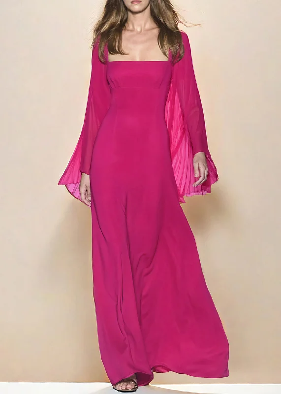 New Rose Square Collar Wrinkled Chiffon Long Dresses Fall AM1012 Tunics Vintage classic New Rose Square Collar Wrinkled Chiffon Long Dresses Fall AM1012 Tunics Vintage classic