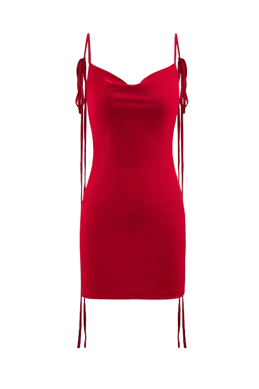 A&A Spaghetti Strap Draped Backless Mini Dress Stylish Short-Sleeve Mini Dress