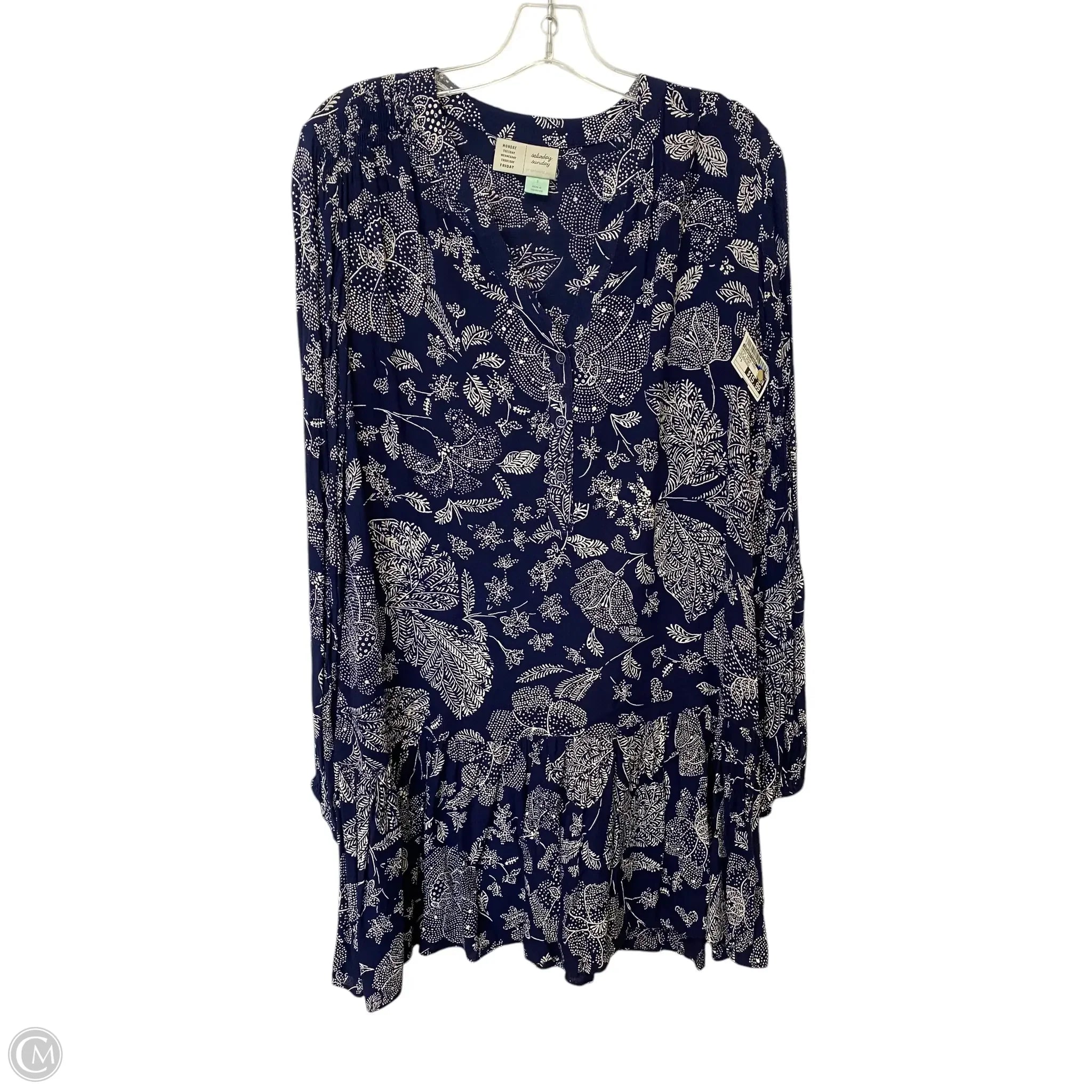 Dress Casual Midi By Saturday/sunday In Blue & Brown, Size: S Floral Print girly