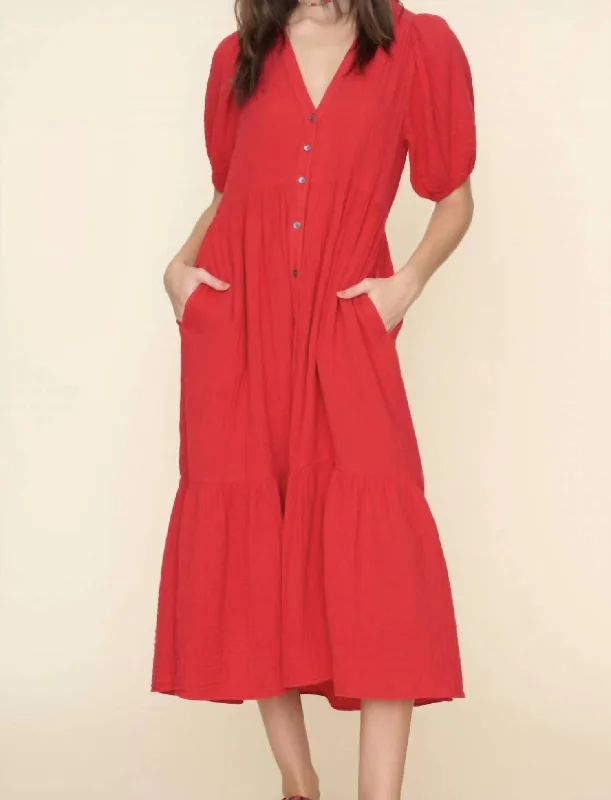 Lennox Dress In Real Red Tunics Hiking breathable