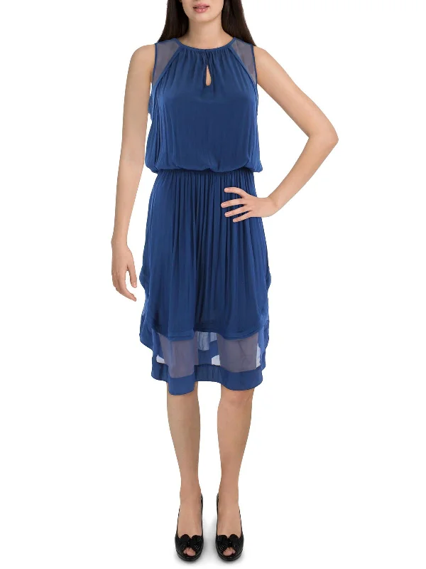 Womens Silk Hi Low Sheath Dress Tunics Stylish elegant