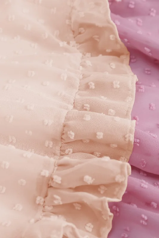 Pink and Peach Mini Dress with Ruffles Comfortable Smocked Mini Dress