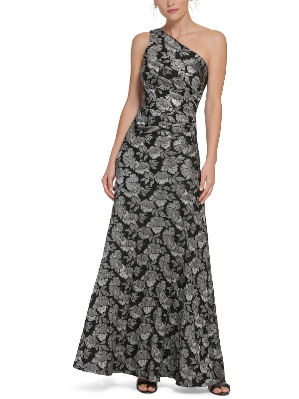 Womens Asymmetrical Neckline Long Evening Dress Tunics Solid Classic