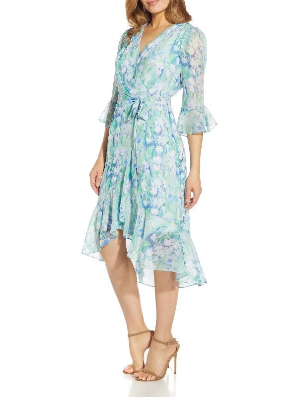 Womens Chiffon Floral Print Cocktail and Party Dress Tunics Handmade artisanal