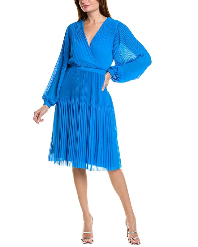 Elie Tahari Allover Pleated Mini Dress Tunics Plaid country