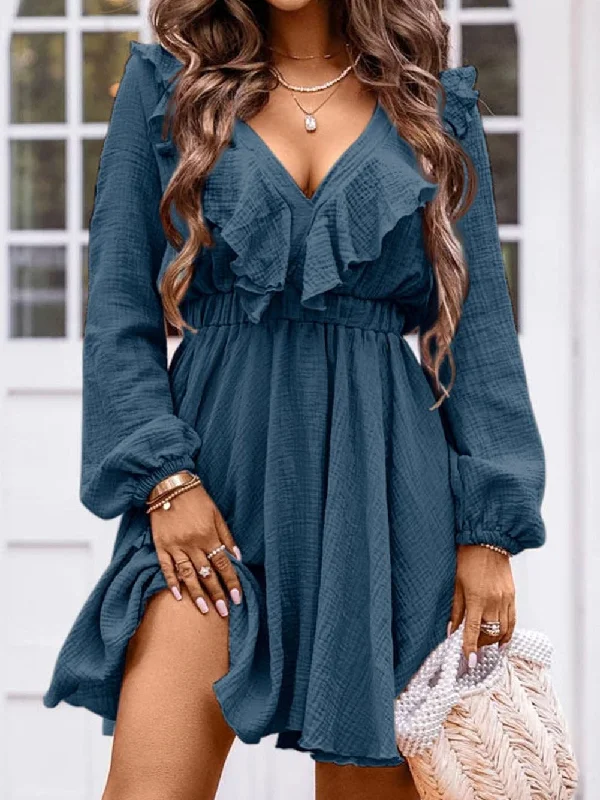 Mini Dress with Ruffle Detail for Women Comfortable Bodycon Mini Dress